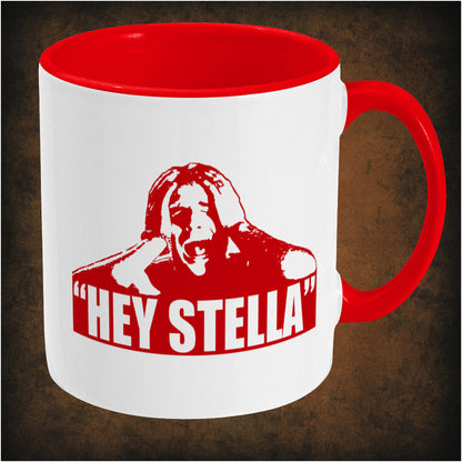 Hey Stella!’ two-toned mug inspired by A Streetcar Named Desire, right hand side featuring iconic movie quote, classic film design, and collectible Tennessee Williams-inspired merchandise.