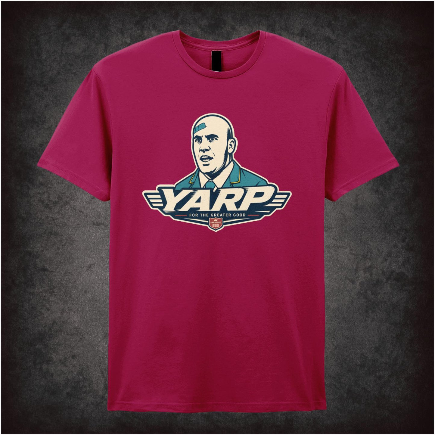 Michael Armstrong face ‘Yarp’ T-shirt from Hot Fuzz