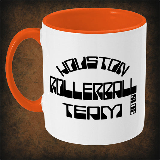 Houston Rollerball Team 2018 two-toned mug inspired by Rollerball, left hand side featuring futuristic sports team design, sci-fi movie aesthetic, and collectible pop culture merchandise for fans.