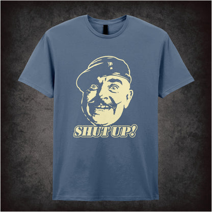 “Sergeant Major Williams ‘Shut up!’ T-shirt in indigo from It Ain’t Half Hot Mum”