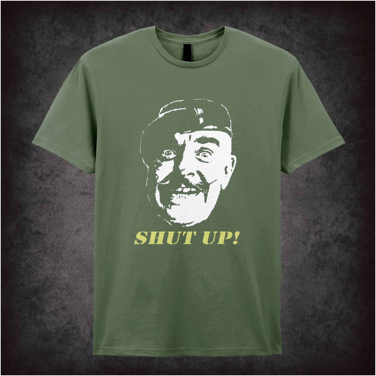 “Sergeant Major Williams ‘Shut up!’ T-shirt from It Ain’t Half Hot Mum”