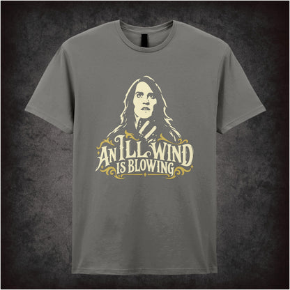 “Richmond ‘An ill wind is blowing’ close up T-shirt in charcoal from The IT Crowd”