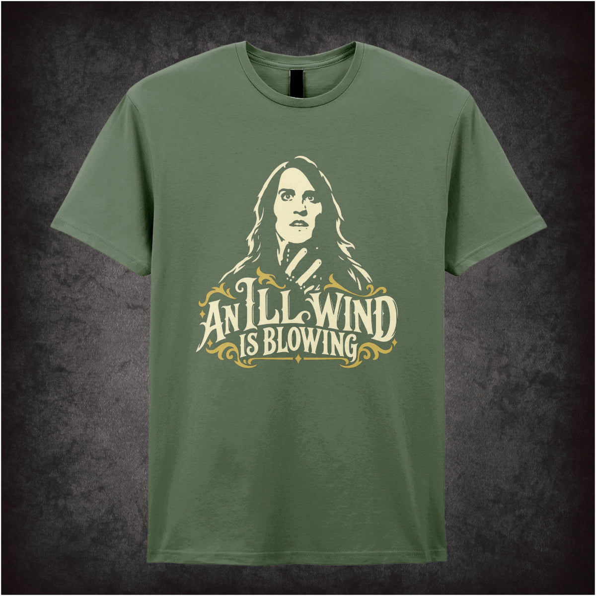“Richmond ‘An ill wind is blowing’ T-shirt in military green from The IT Crowd”