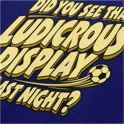 “Roy ‘Did You See That Ludicrous Display Last Night?’ close up T-shirt in navy from The IT Crowd”