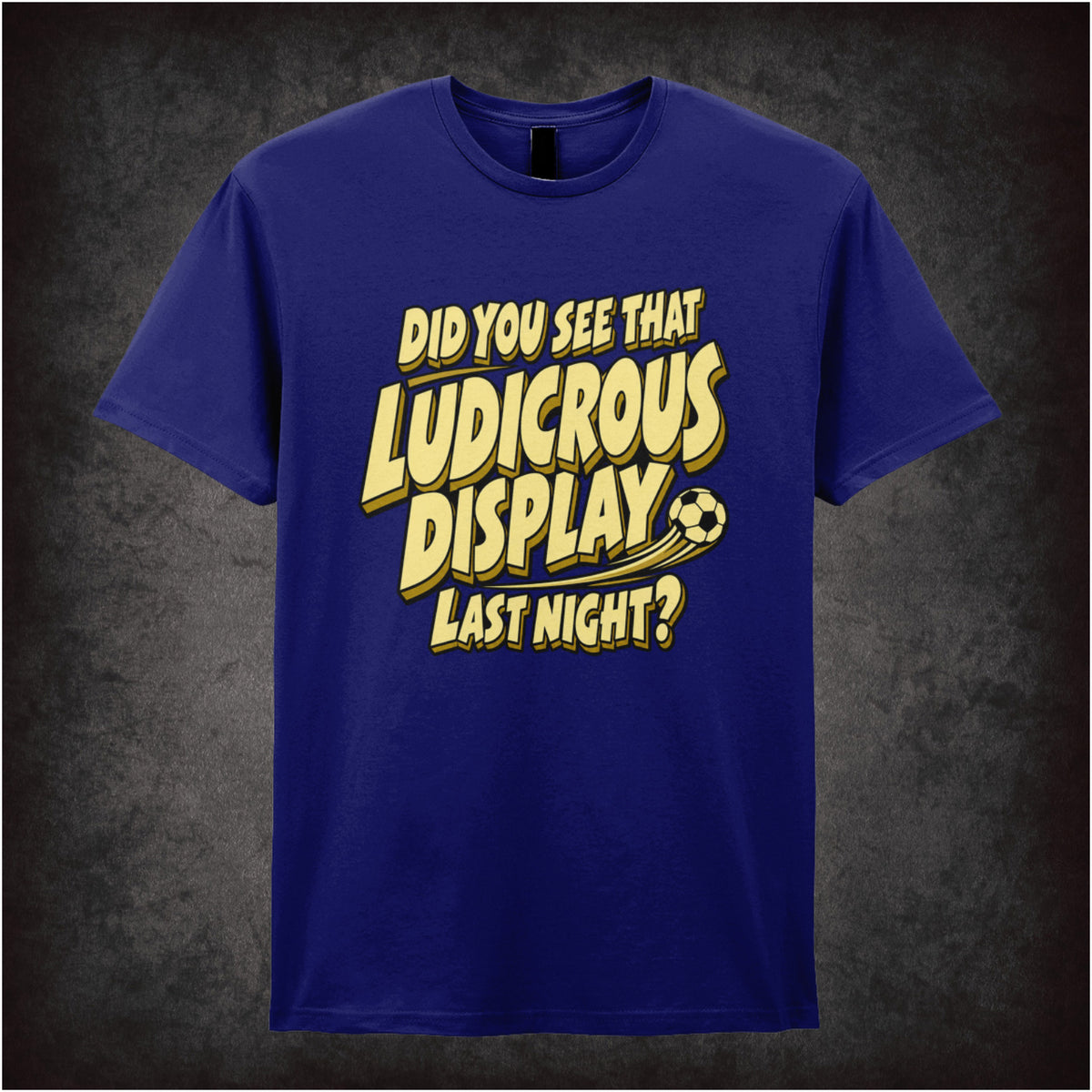 “Roy ‘Did You See That Ludicrous Display Last Night?’ T-shirt in navy from The IT Crowd”