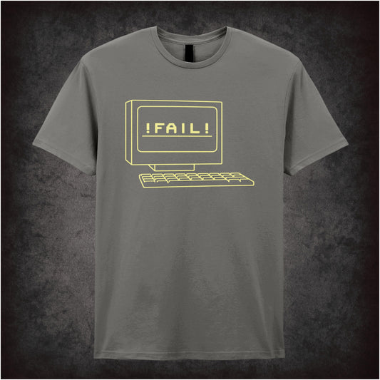 "‘FAIL! T-shirt in charcoal from The IT Crowd”
