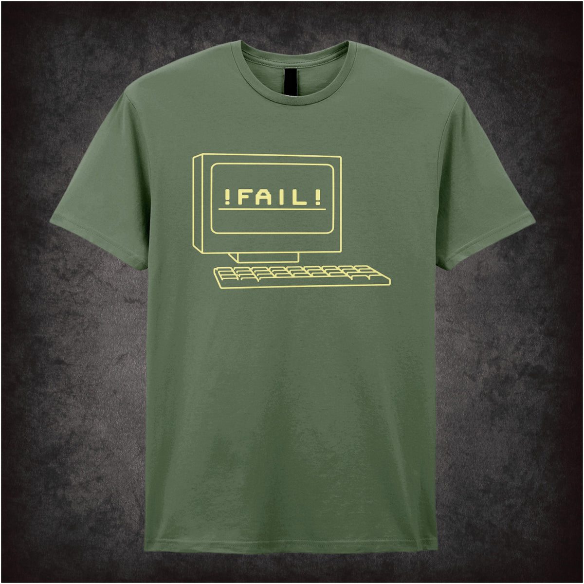  "‘FAIL! T-shirt in military green from The IT Crowd”