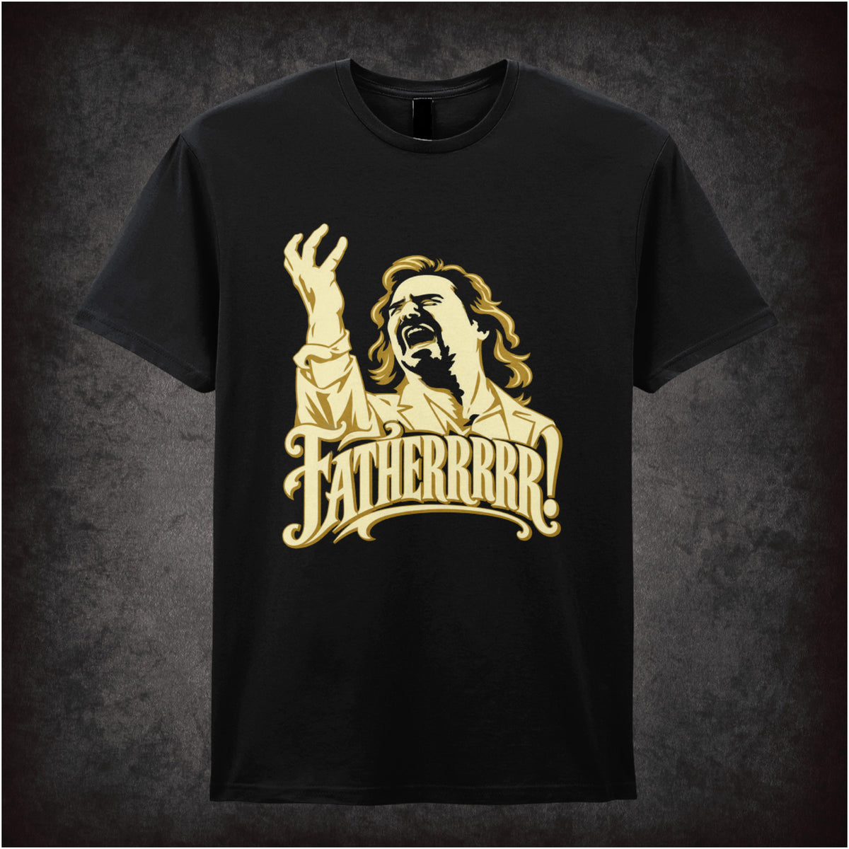“Douglas Reynholm ‘Fatherrrrr!’ T-shirt in black from The IT Crowd”