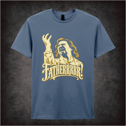 “Douglas Reynholm ‘Fatherrrrr!’ T-shirt in indigo from The IT Crowd”