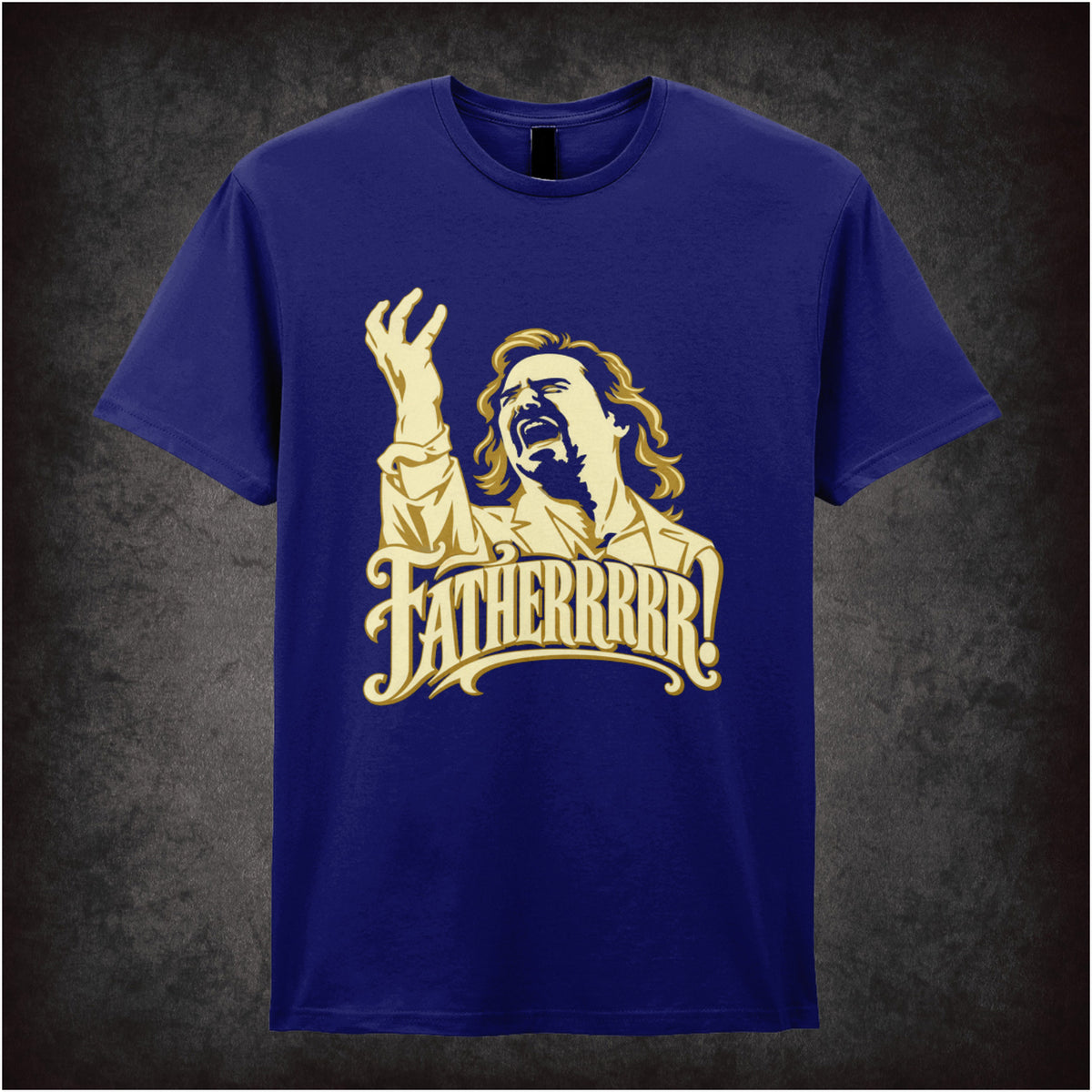 “Douglas Reynholm ‘Fatherrrrr!’ T-shirt in navy from The IT Crowd”