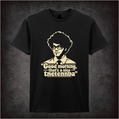 “Moss ‘Good morning, that’s a nice tnetennba’ T-shirt in black from The IT Crowd”