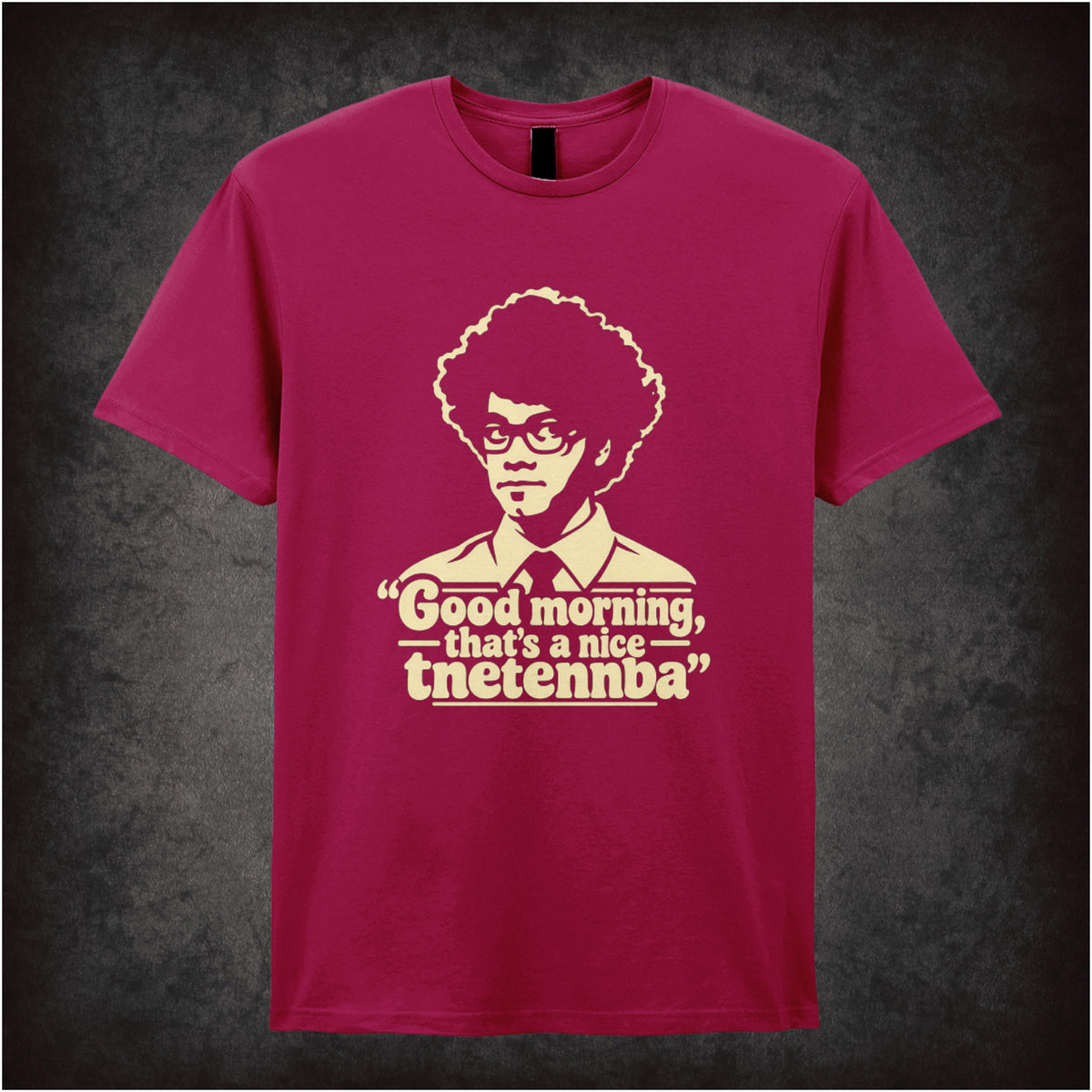 “Moss ‘Good morning, that’s a nice tnetennba’ T-shirt in cardinal red from The IT Crowd”