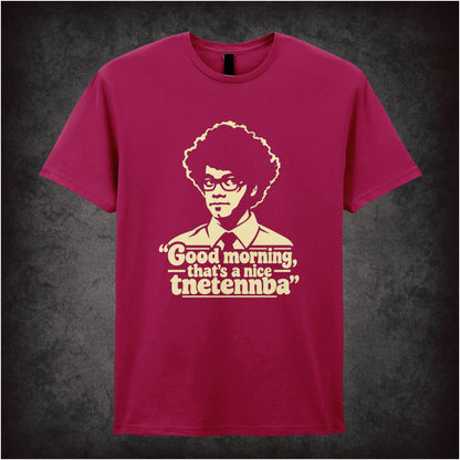 “Moss ‘Good morning, that’s a nice tnetennba’ T-shirt in cardinal red from The IT Crowd”