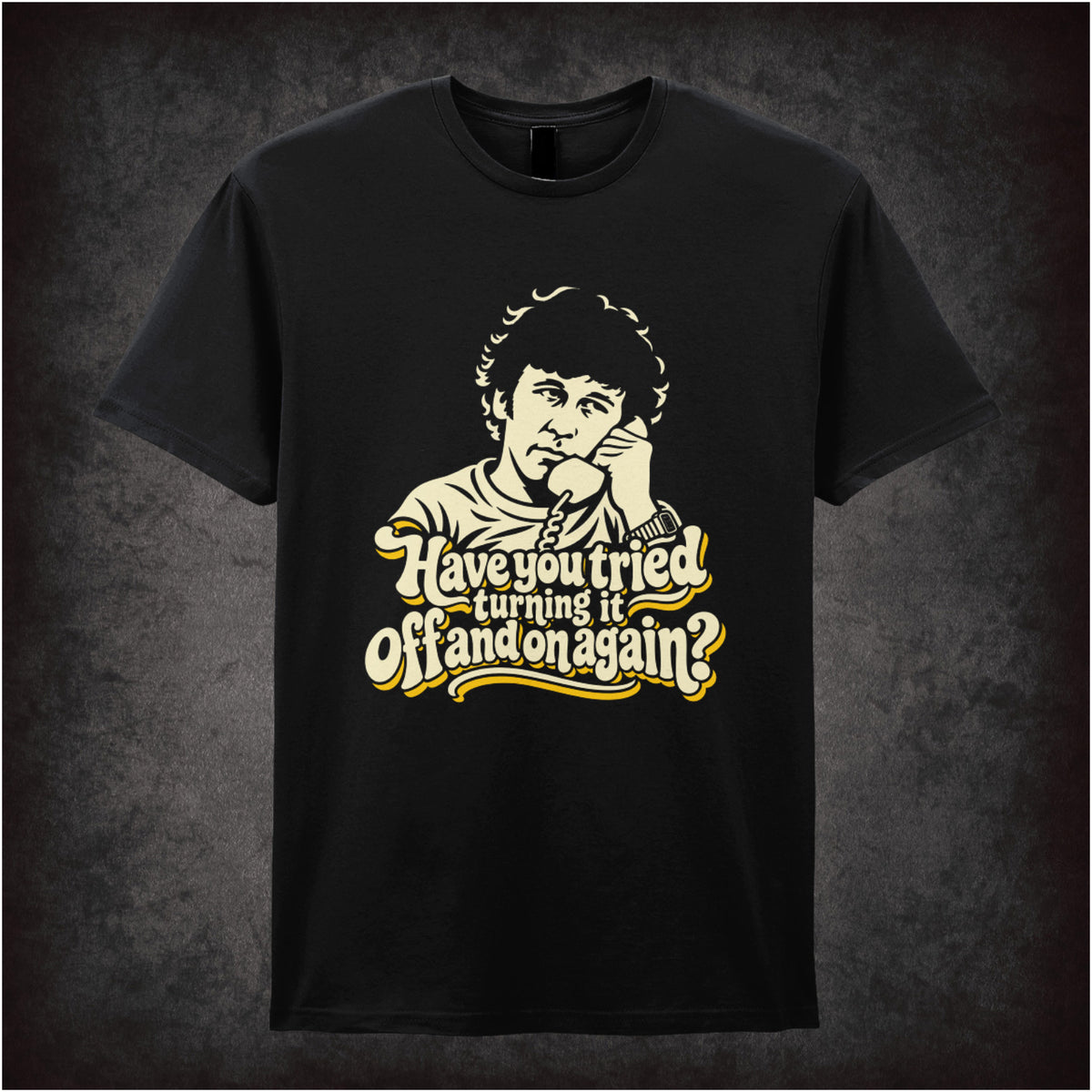  "‘Have you tried turning it off and on again?' T-shirt in black from The IT Crowd”