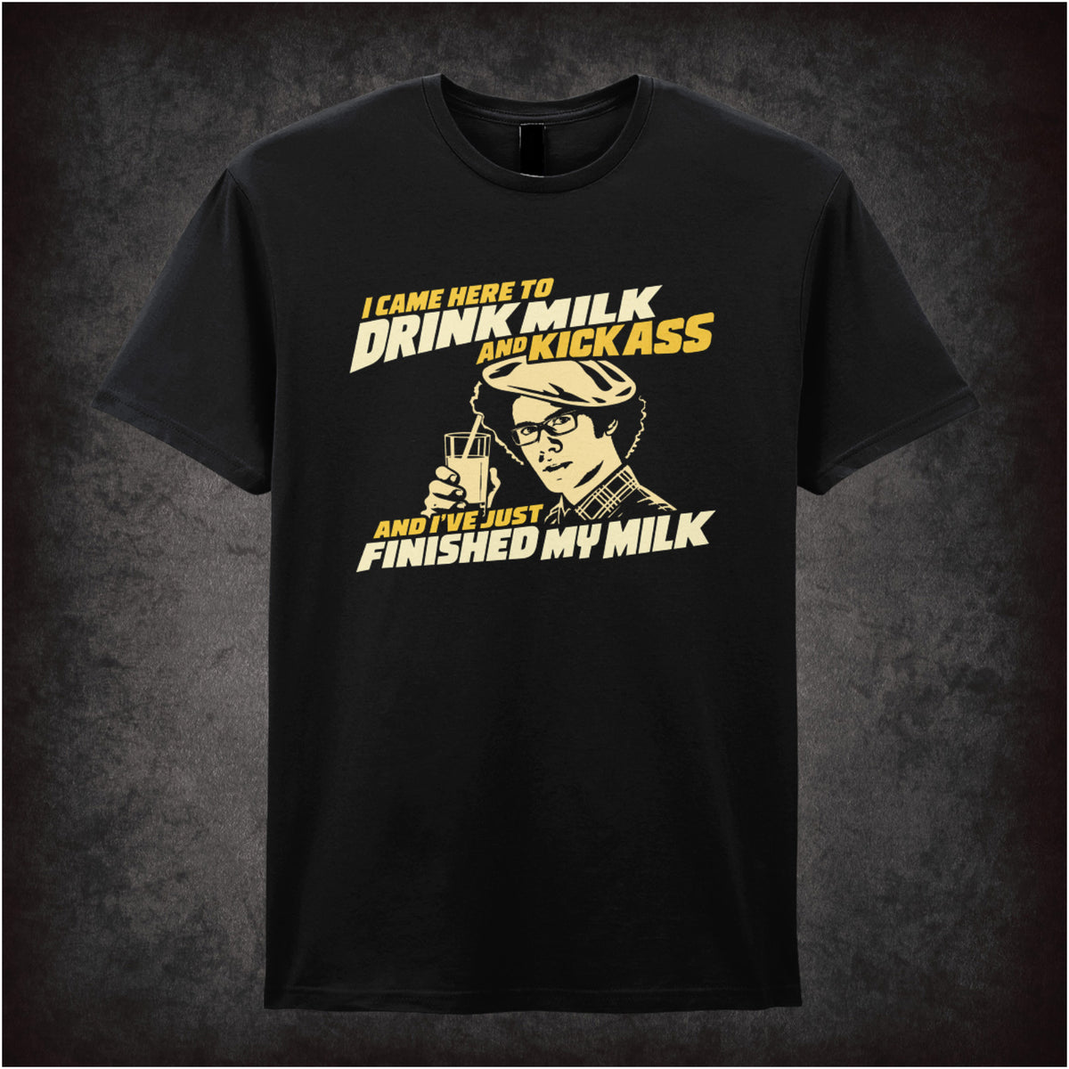 “Maurice Moss ‘I came here to drink milk and kick ass… and I’ve just finished my milk’ T-shirt in black from The IT Crowd”