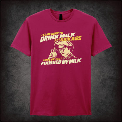 “Maurice Moss ‘I came here to drink milk and kick ass… and I’ve just finished my milk’ T-shirt in cardinal red from The IT Crowd”