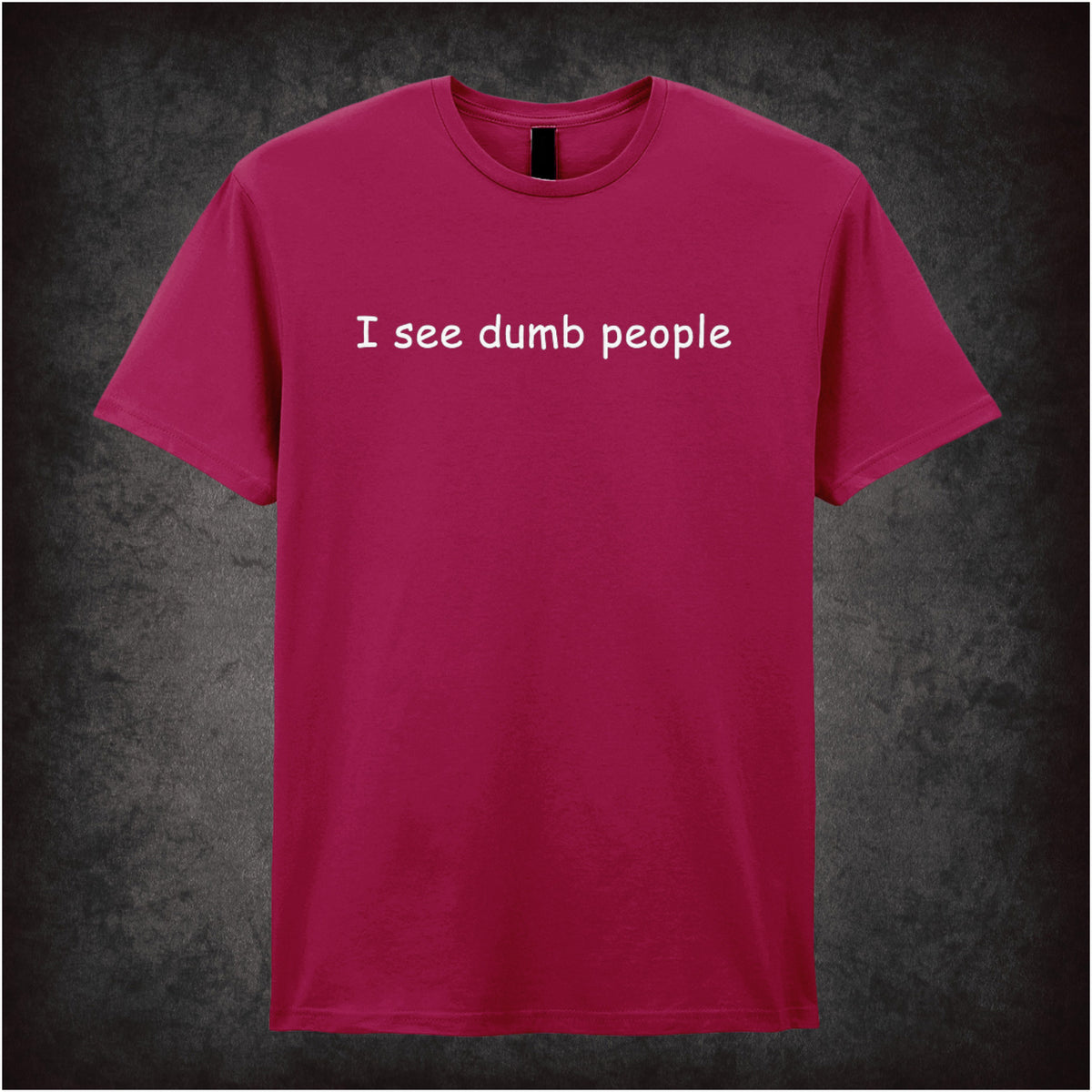 “‘I see dumb people’ T-shirt in cardinal red from The IT Crowd”