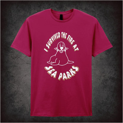 I Survived The Fire At Sea Parks – Cult British Comedy Graphic T-Shirt