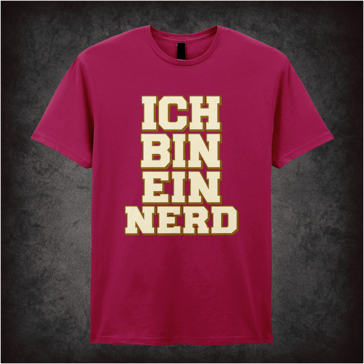 “‘Ich bin ein nerd’ T-shirt in cardinal red from The IT Crowd”