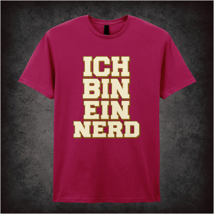 “‘Ich bin ein nerd’ T-shirt in cardinal red from The IT Crowd”