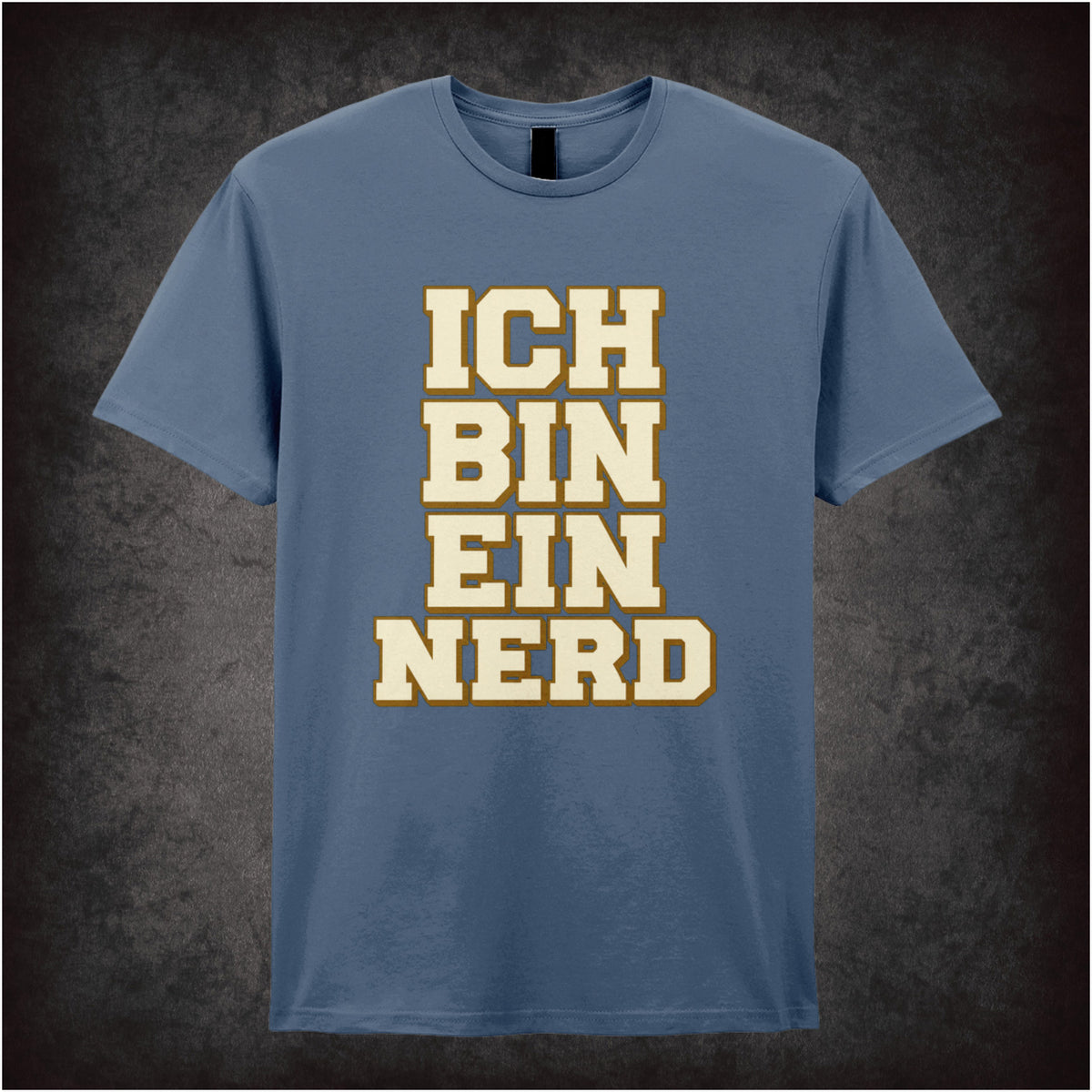 “‘Ich bin ein nerd’ T-shirt in indigo from The IT Crowd”
