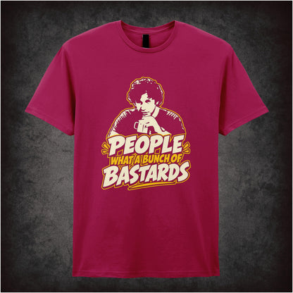“Roy ‘People… what a bunch of bastards’ T-shirt in cardinal red from The IT Crowd”