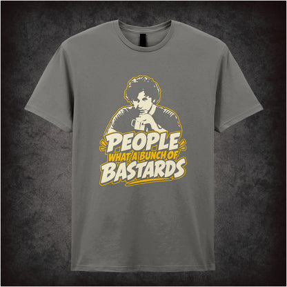 “Roy ‘People… what a bunch of bastards’ T-shirt in charcoal from The IT Crowd”