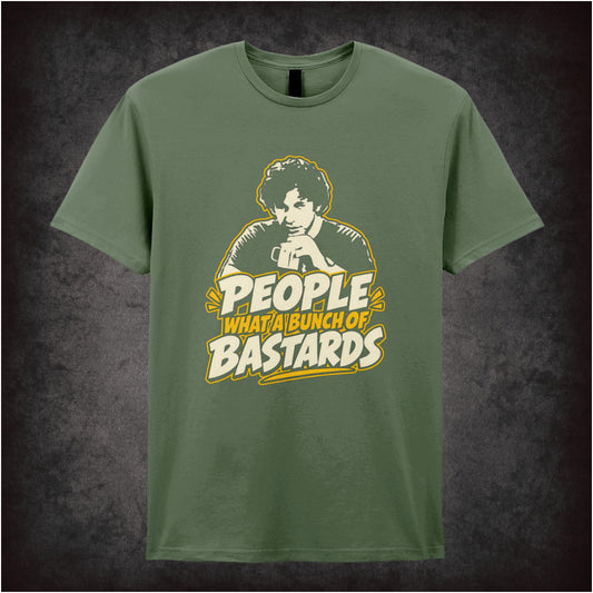 “Roy ‘People… what a bunch of bastards’ T-shirt in military green from The IT Crowd”