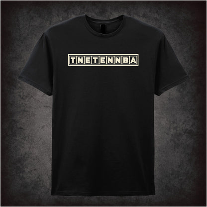 “‘TNETENNBA’ T-shirt in black from The IT Crowd”
