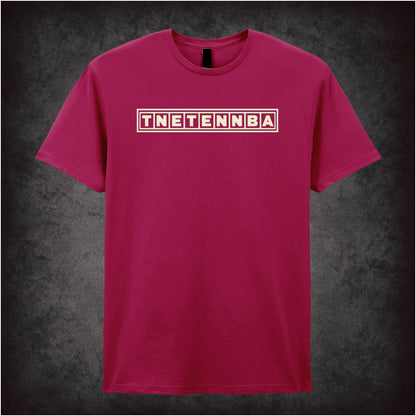 “‘TNETENNBA’ T-shirt in cardinal red from The IT Crowd”