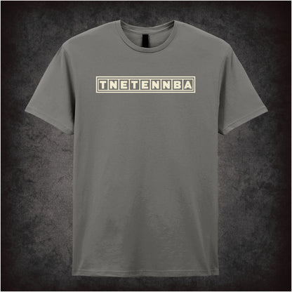 “‘TNETENNBA’ T-shirt in charcoal from The IT Crowd”