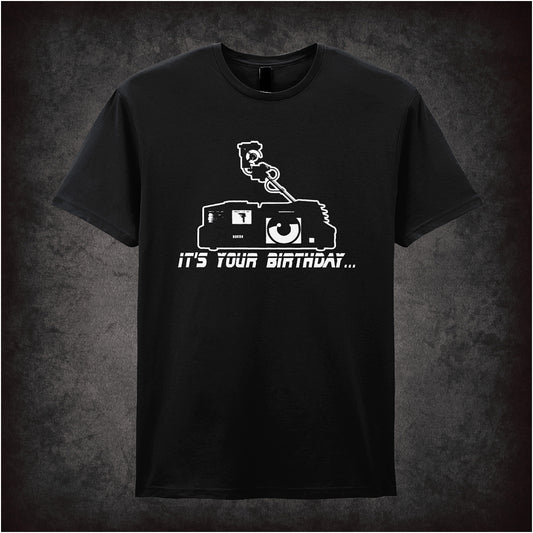 Voight Kampff It's Your Birthday black unisex t-shirt inspired by Blade Runner movie soft style sci-fi fan apparel