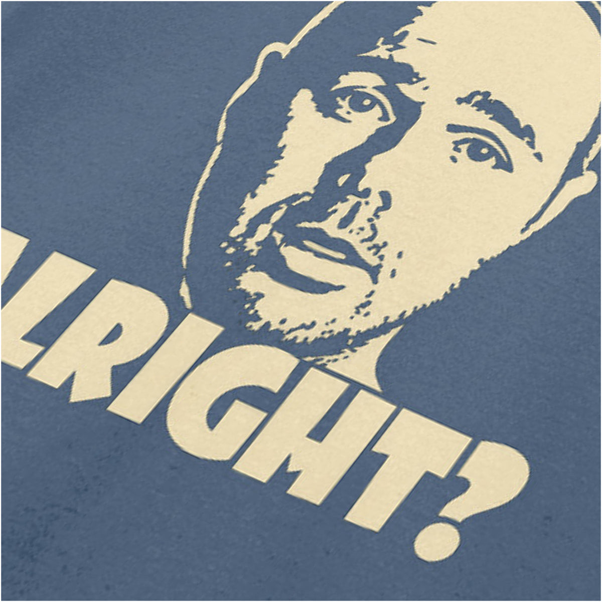 “Karl Pilkington ‘Alright?’ close up T-shirt in indigo from Karl Pilkington”