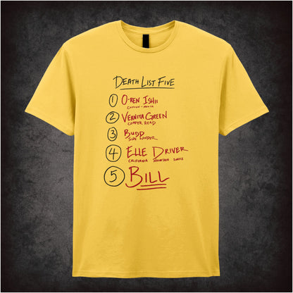Death List Five Kill Bill inspired unisex T-shirt with graphic design