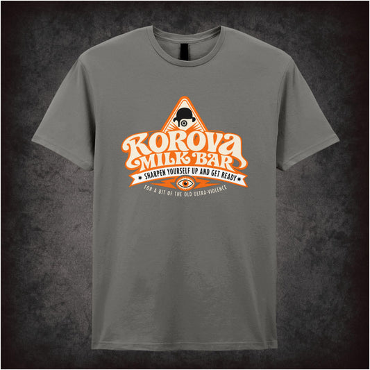 Korova Milk Bar ‘ultra-violence’ slogan T-shirt from A Clockwork Orange