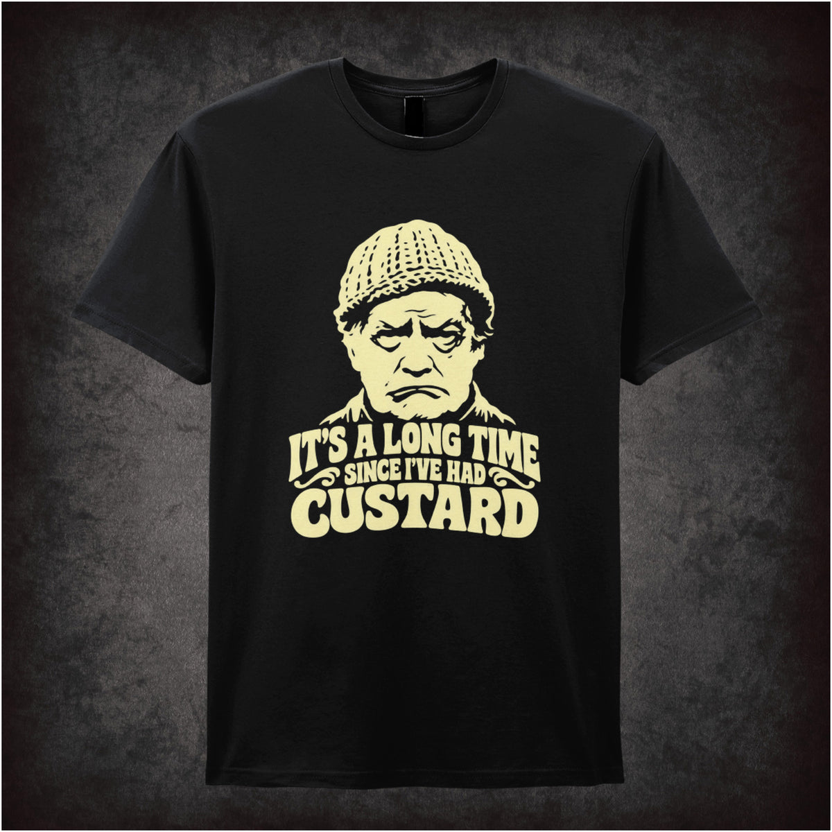“Compo ‘It’s a long time since I’ve had custard’ T-shirt in black from Last of the Summer Wine”
