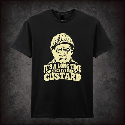 “Compo ‘It’s a long time since I’ve had custard’ T-shirt in black from Last of the Summer Wine”