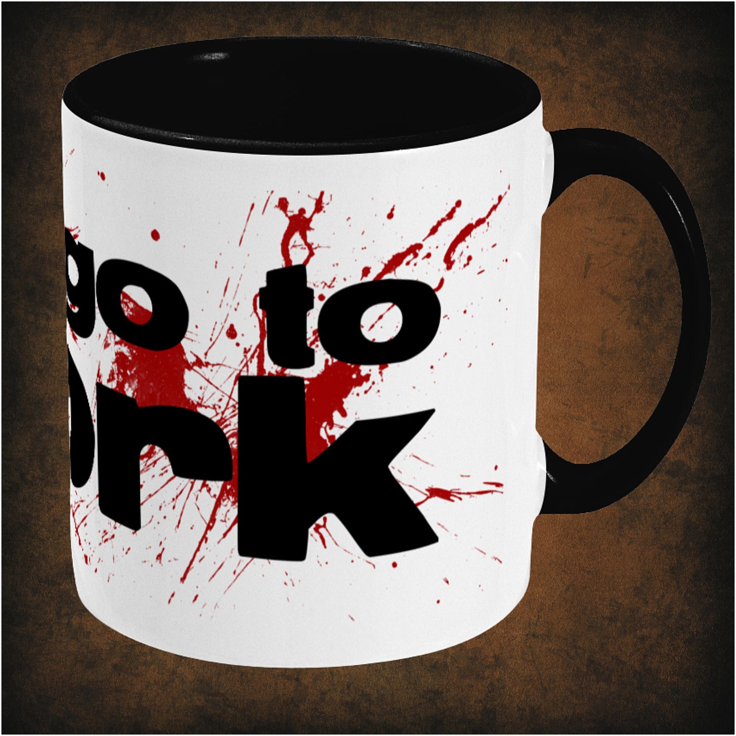 Let’s Go to Work’ two-toned mug inspired by Reservoir Dogs, right hand side featuring iconic movie quote, minimalist design, and collectible Quentin Tarantino film merchandise.