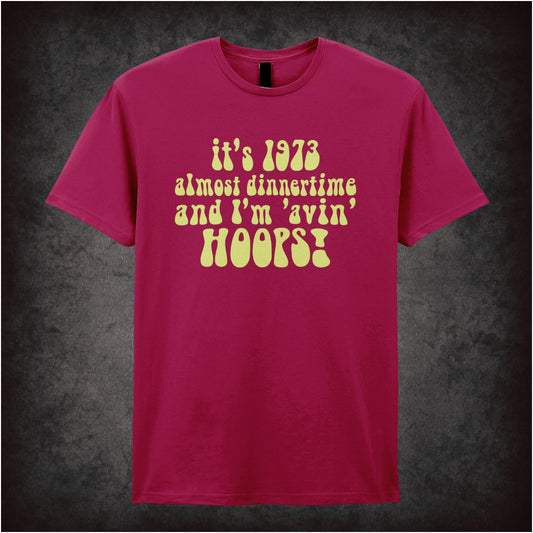 “Gene Hunt ‘It’s 1973, almost dinnertime and I’m ’avin hoops!’ T-shirt from Life on Mars”