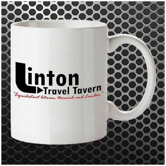 Linton Travel Tavern Equidistant Between Norwich And London - Alan Partridge Inspired Mug