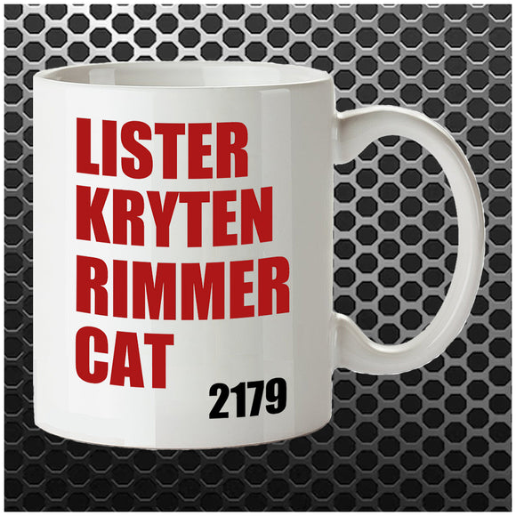 Lister Kryten Rimmer Cat 2179 - Red Dwarf Inspired Mug