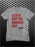 Lister Kryten Rimmer Cat 2179 - Red Dwarf Inspired T Shirt