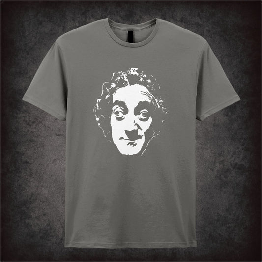 Marty Feldman inspired black unisex t-shirt soft style British comedy legend fan apparel