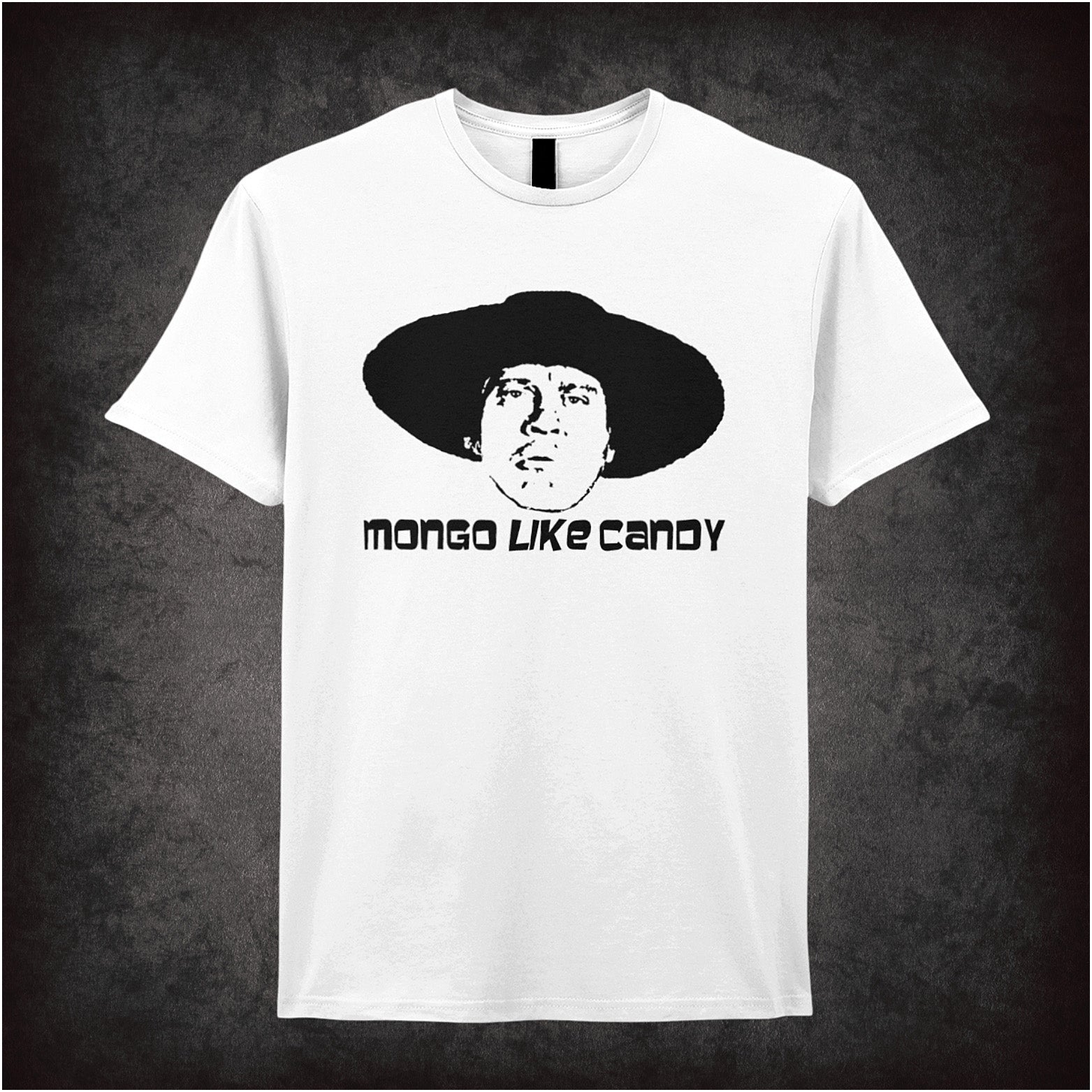 Mongo Like Candy Blazing Saddles inspired soft style unisex white T-shirt featuring iconic movie quote design, perfect for fans of classic comedy films.
