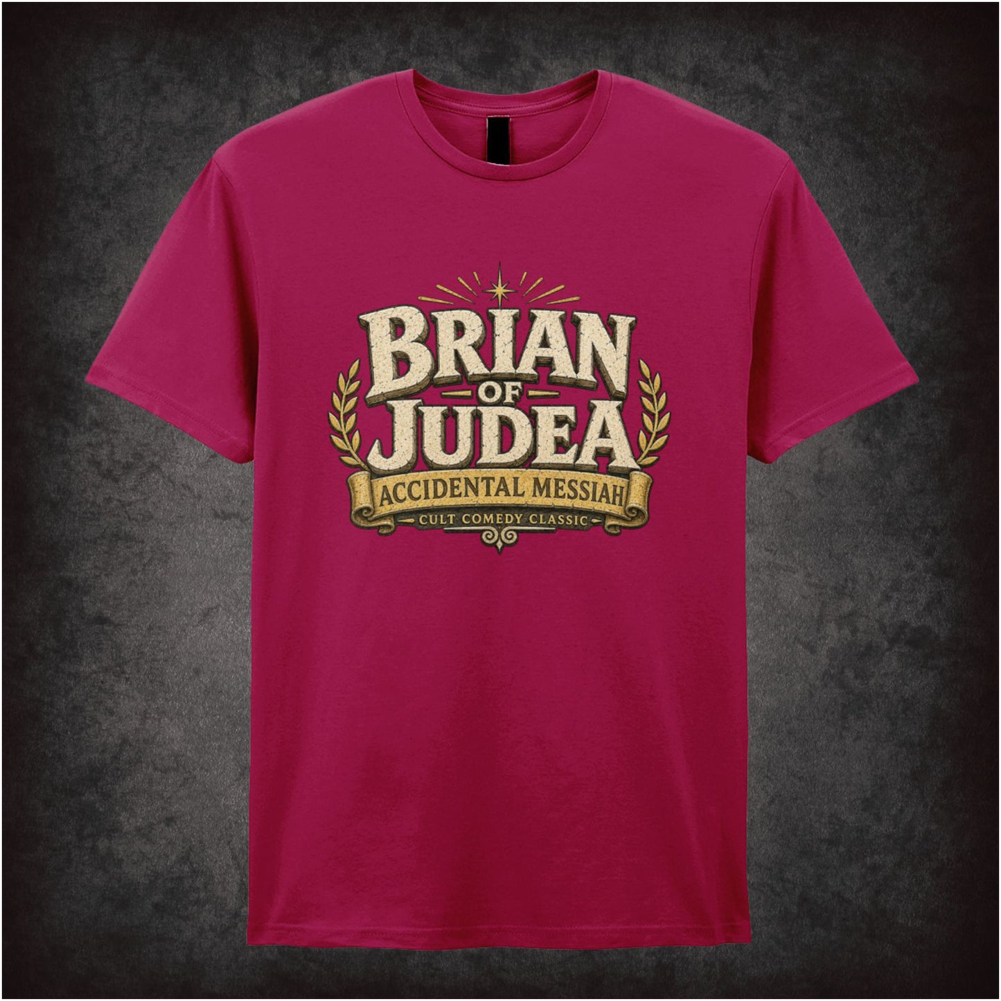 ‘Brian of Judea' quote T-shirt in cardinal red from Monty Python’s Life of Brian