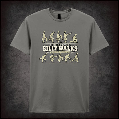 Ministry of Silly Walks logo T-shirt in charcoal from Monty Python’s Flying Circus