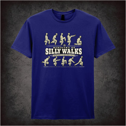 Ministry of Silly Walks logo T-shirt in navy from Monty Python’s Flying Circus