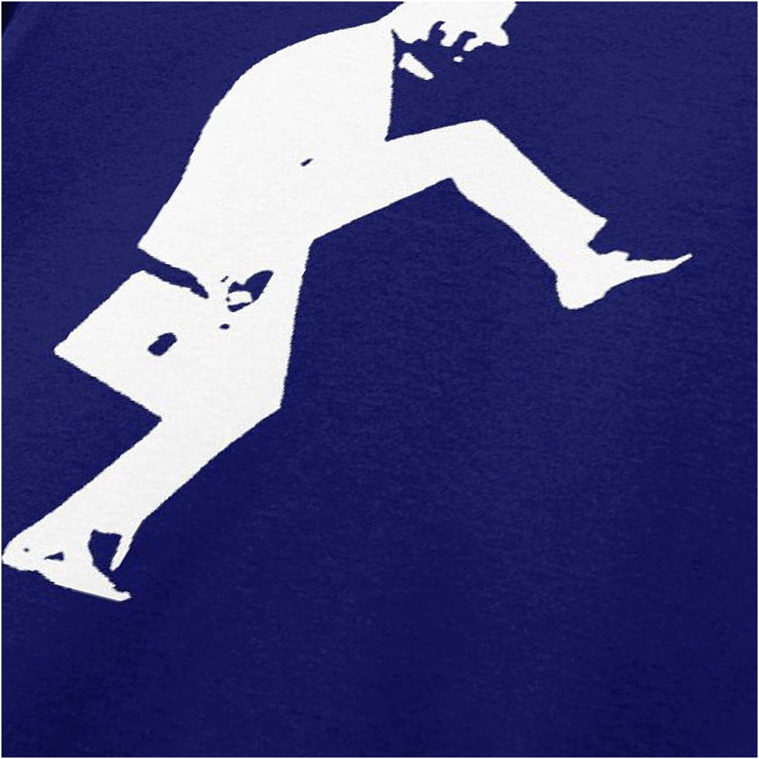 John Cleese silly walk silhouette T-shirt close up in navy from Monty Python’s Flying Circus