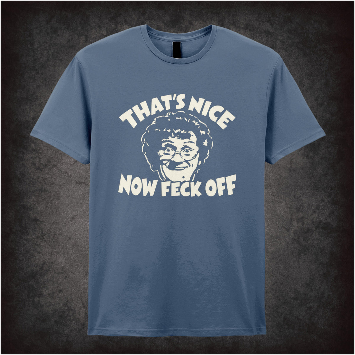“Mrs Brown ‘That’s nice, now feck off’ T-shirt in indigo from Mrs Brown’s Boys”