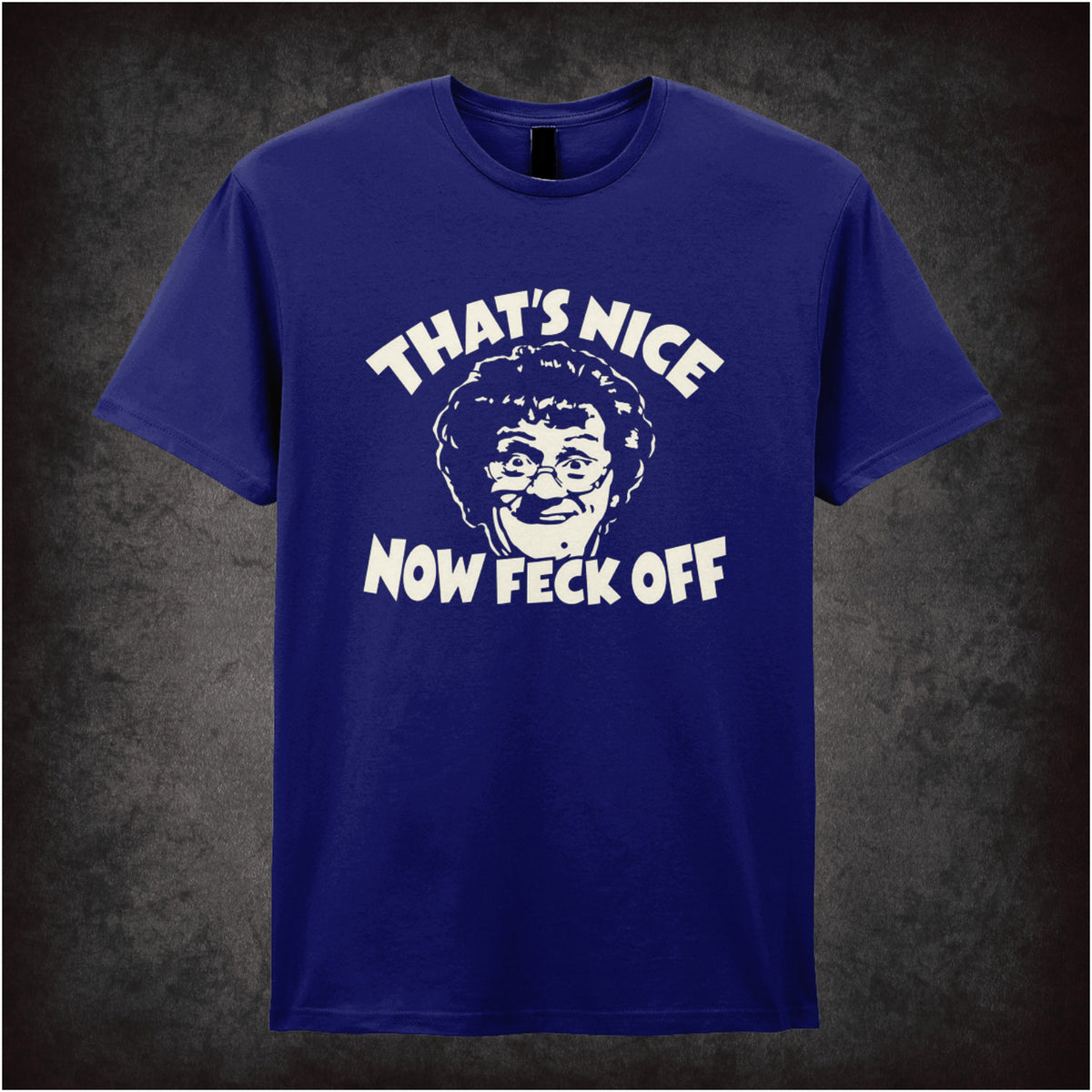 “Mrs Brown ‘That’s nice, now feck off’ T-shirt in navy from Mrs Brown’s Boys”